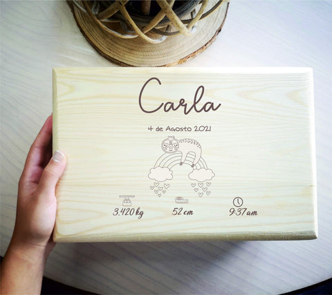 Caja madera grabada - Trocitos de mí