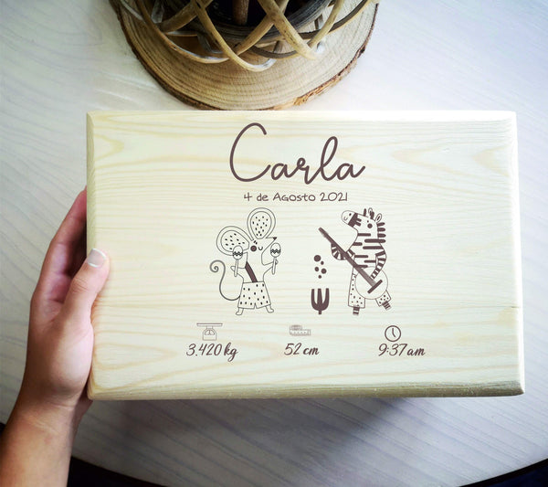 Caja madera grabada - Trocitos de mí